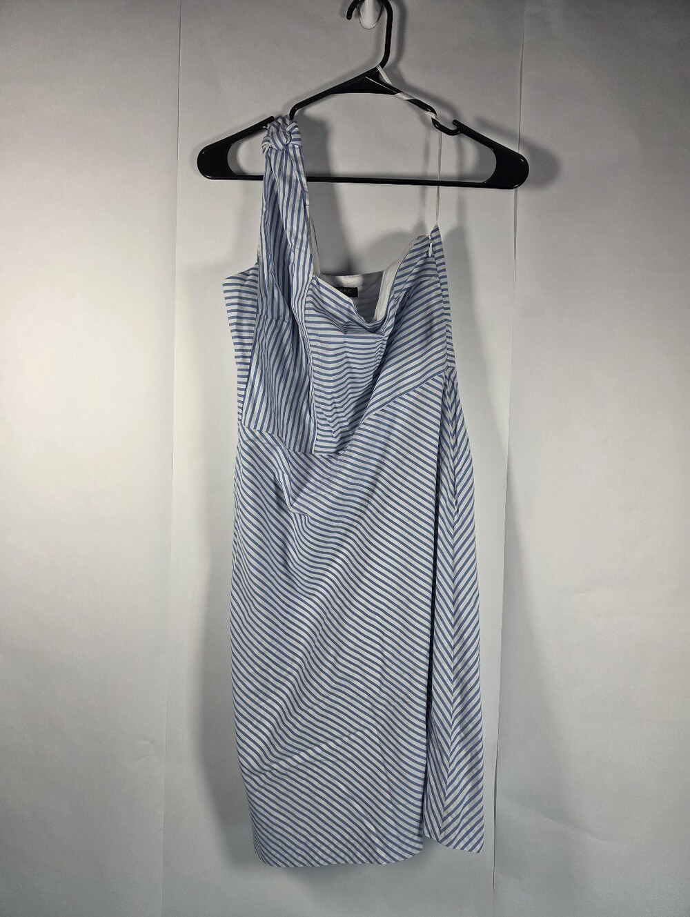Banana Republic Blue and White One-Shoulder Striped Dress
